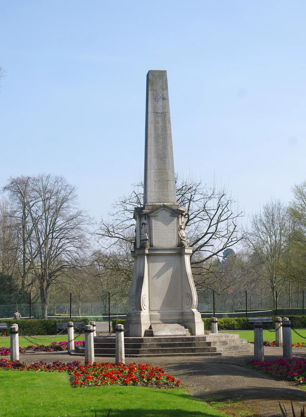 The war memorial in Castle Gardens, Bishop's Stortford, where the Remembrance Sunday service is held